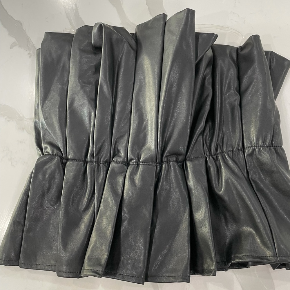 NWT trendy leather strapless top